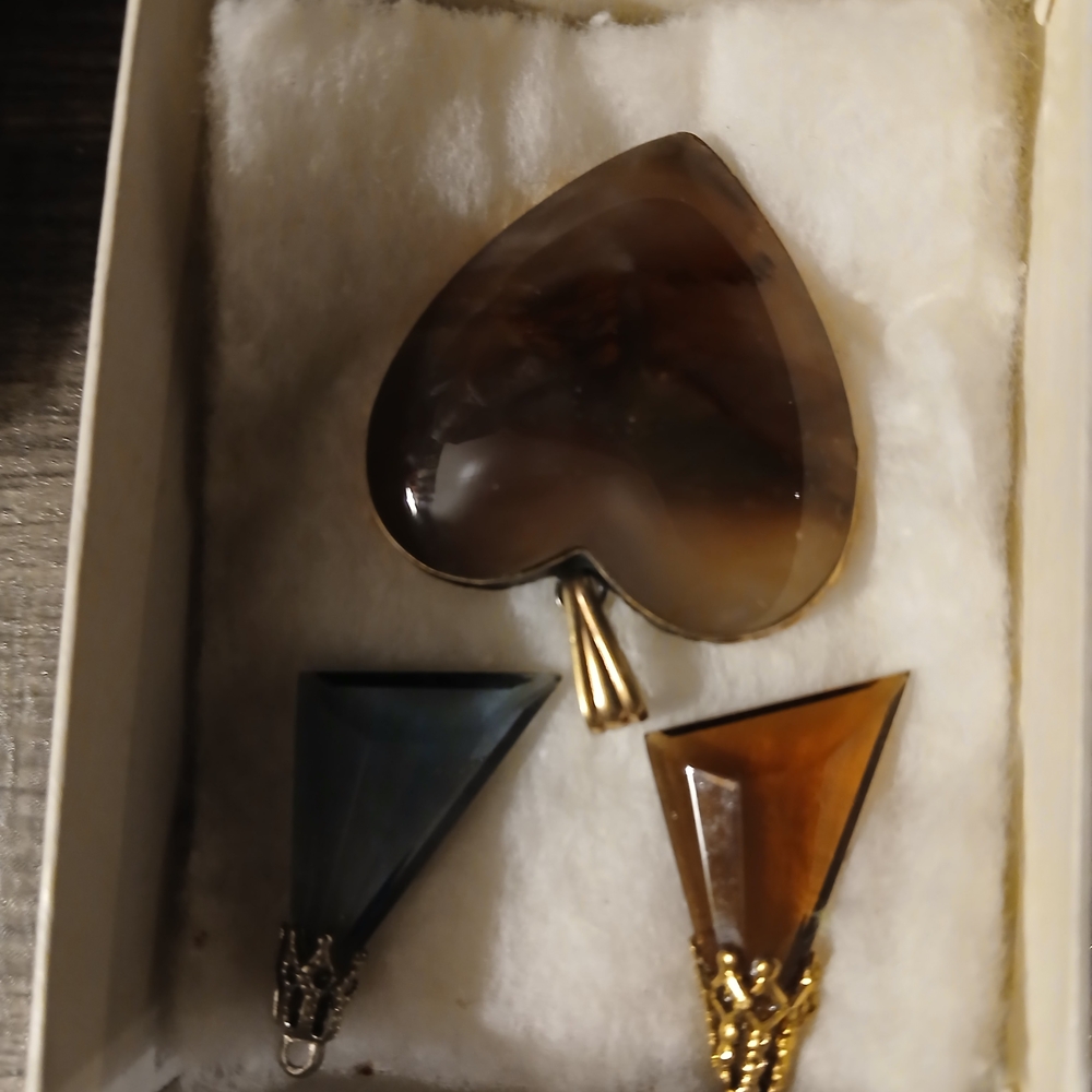 Elegant Heart and Triangle Pendant Set